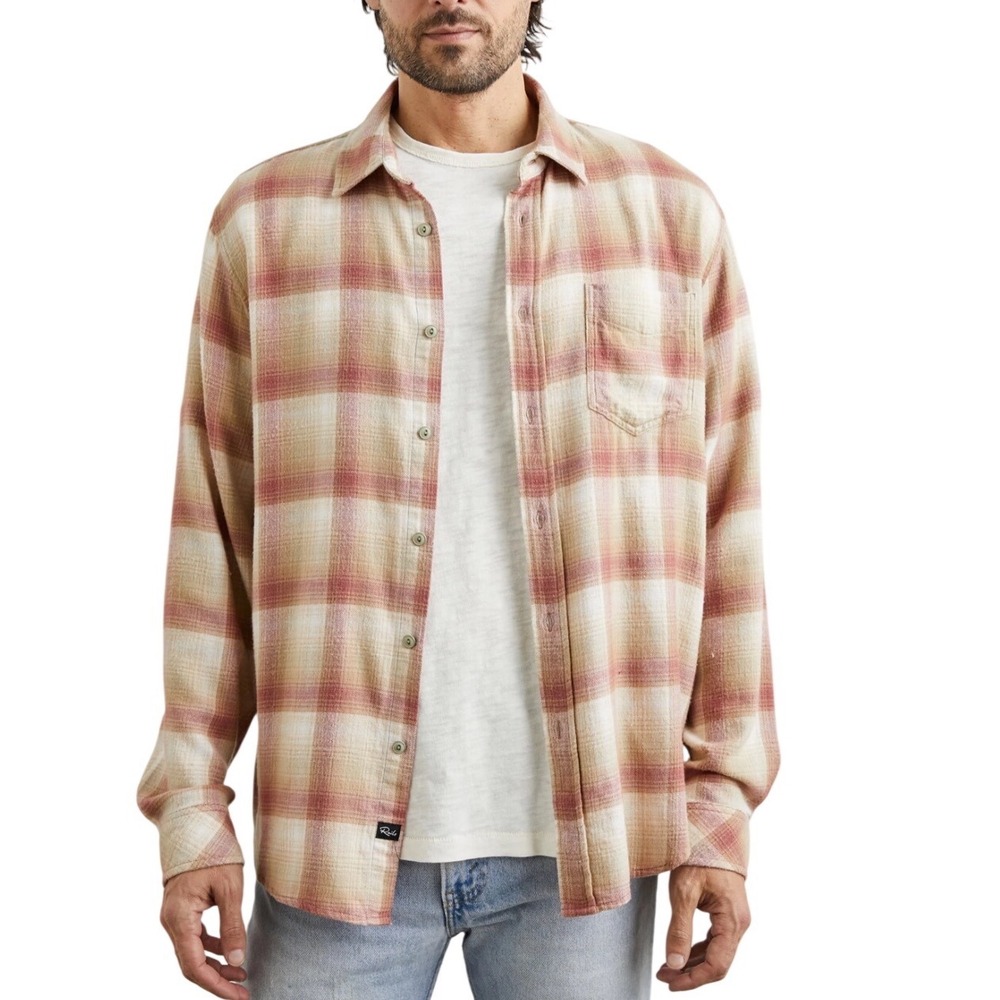 Rails Lennox Cranberry Finch Plaid Shirt Men's Size Large Cotton Rayon